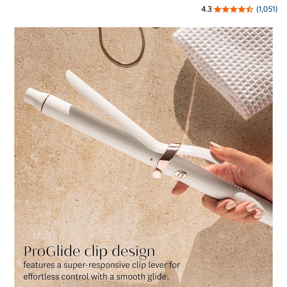 T3 Smooth Styling Curling Iron - White with Gold Accents 1.25" barrel